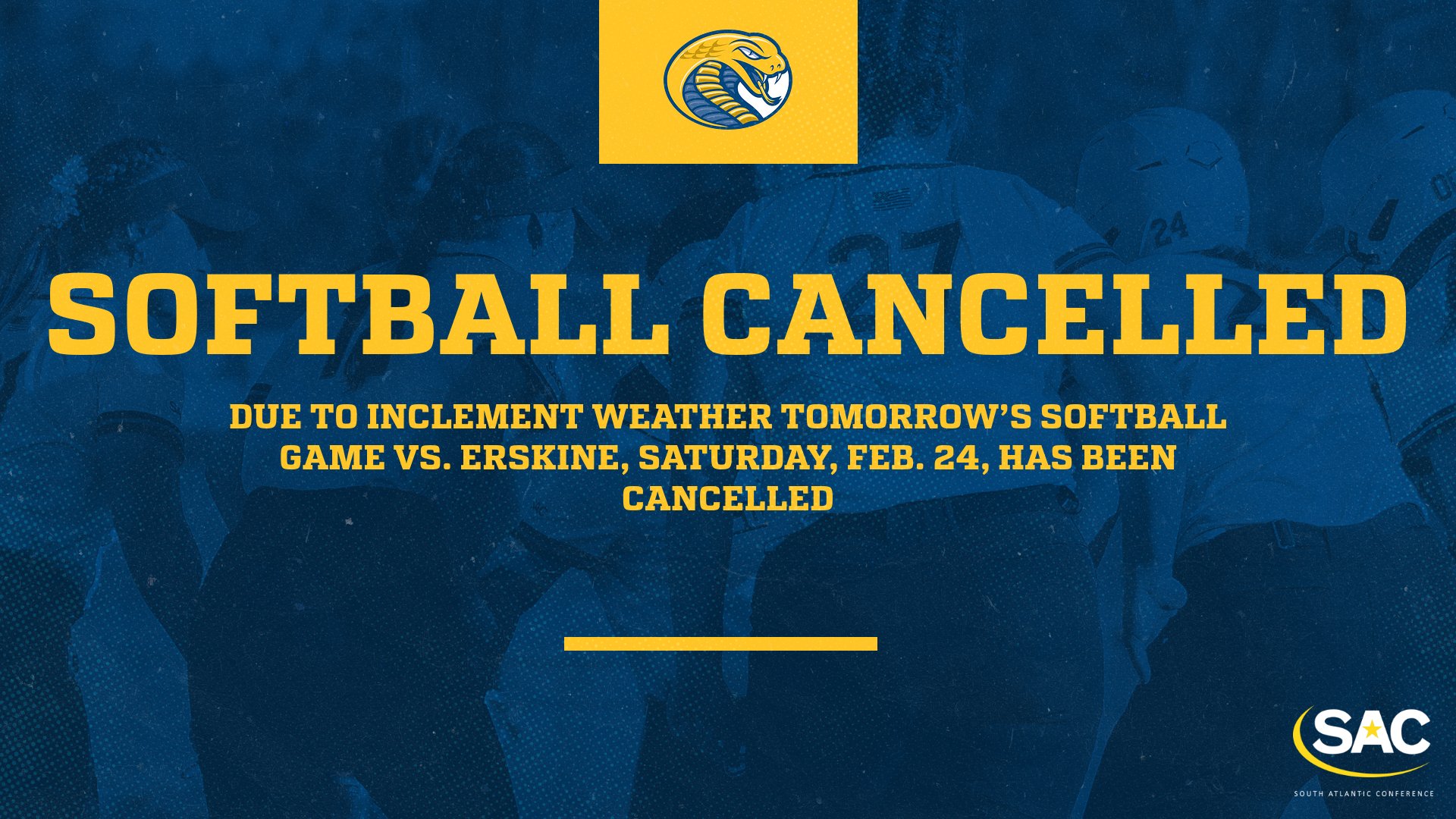 Softball Canceled Saturday's Doubleheader