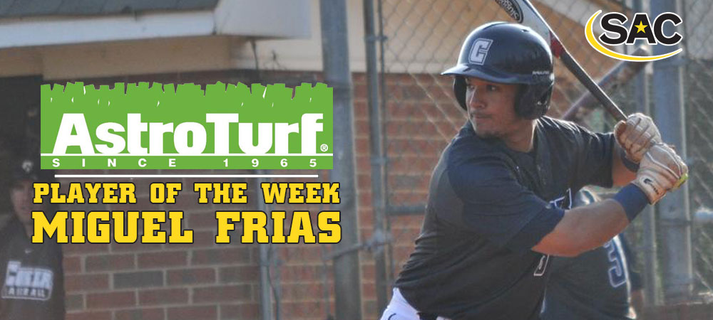 Coker's Frias Named Astroturf SAC Baseball Player of the Week
