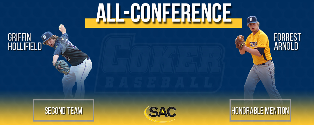 Hollifield, Arnold Earn All-Conference Accolades for Coker Baseball