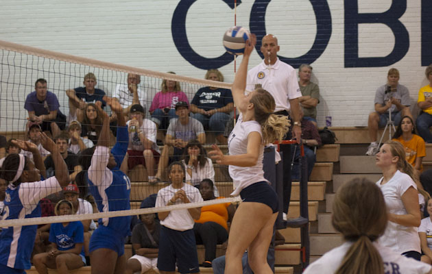 Coker Volleyball Falls to Queens in Straight Sets