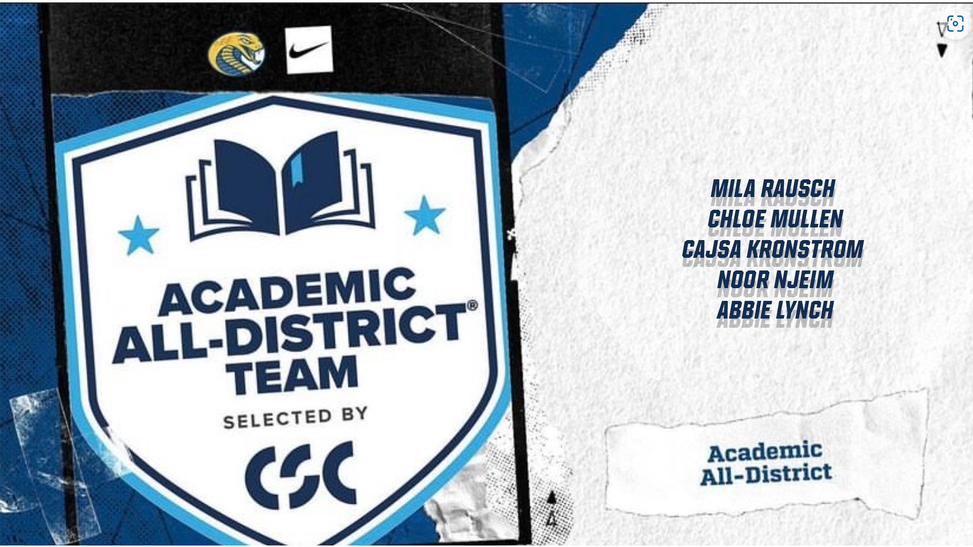 Five Cobras Earn College Sports Communicators Academic All-District